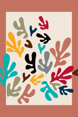 Botanical Boho Minimalist Abstract Shape Wall Art Decorationのイラスト素材