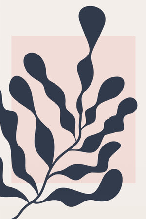 Botanical Boho Minimalist Abstract Shape Wall Art Decorationのイラスト素材