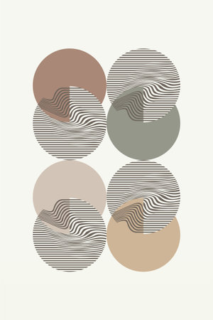 Boho Minimalist Abstract Wave Line Art. Abstract Bauhaus Wall Art Decorのイラスト素材