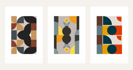 Mid century boho wall art decor poster. Bohemian bauhaus wall art decor