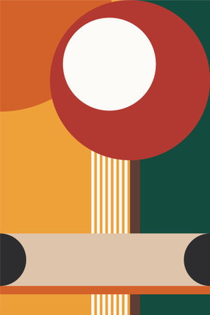 Mid-century Modern Minimalist Printable Wall Art. Colorful Mid-Century Art Printのイラスト素材