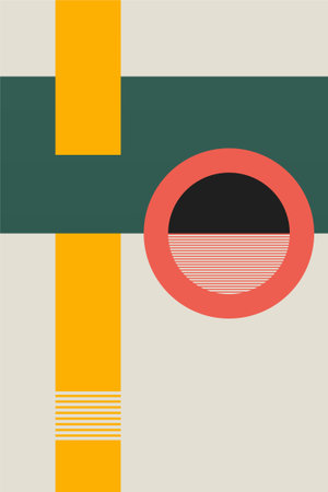 Mid-century Modern Minimalist Printable Wall Art. Colorful Mid-Century Art Printのイラスト素材