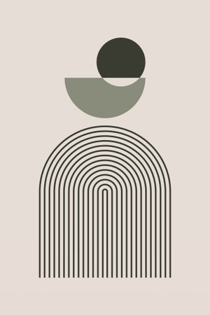 Neutral Mid Century Gallery Wall Art Decor. Aesthetic Abstract Boho Printsのイラスト素材