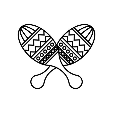 Hand Drawn Decorative Maracas Isolated on White Background. Maracas Monoline Icon Design Asset