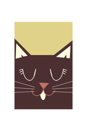Simple Cat Illustration Home Decor. Cat Poster Neutral Boho Styleのイラスト素材
