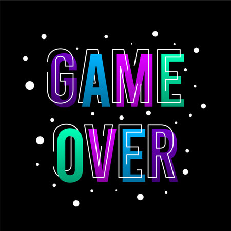 Game over flat banner. Game over text web bannerのイラスト素材