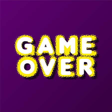 Game over flat banner. Game over text web bannerのイラスト素材