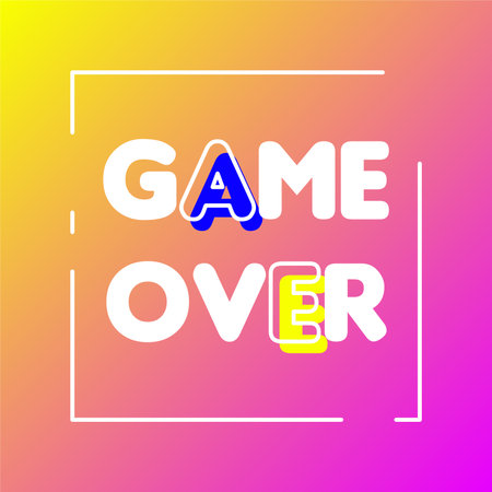 Game over flat banner. Game over text web bannerのイラスト素材