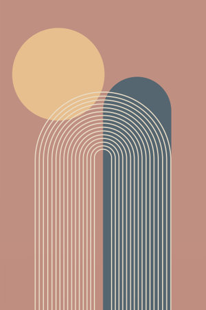 Modern mid-century bohemian wall decor. Abstract arch boho wall art decorationのイラスト素材