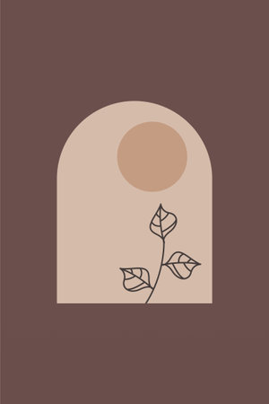 Abstract Boho Arch Window Minimalist Wall Art. Minimalist Boho Arch Window Wall Artのイラスト素材