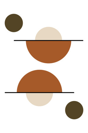 Minimalist Geometric Abstract Design with Half Circle and Lineのイラスト素材