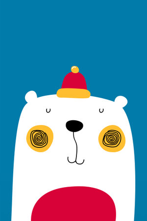 Colorful cute bear cartoon character illustration. Playful Colorful Bear Character Cute Cartoon Illustrationのイラスト素材
