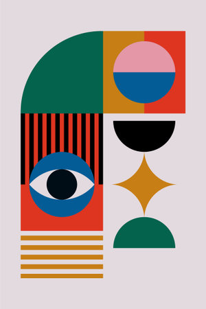 Abstract colorful shape wall art decoration. Geometric shape wall art decorのイラスト素材