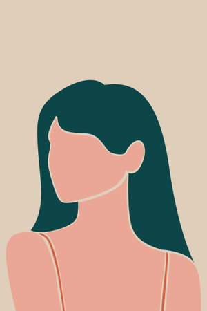 Boho Women Abstract Portraits. Minimalist Faceless Female Illustration Collection. Modern Wall Artのイラスト素材