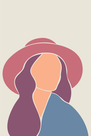 Boho Women Abstract Portraits. Minimalist Faceless Female Illustration Collection. Modern Wall Artのイラスト素材