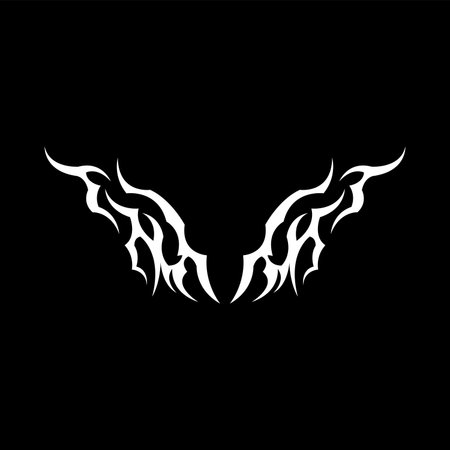 Symmetrical tribal tattoo ornament in white, perfect for design or body art reference.のイラスト素材