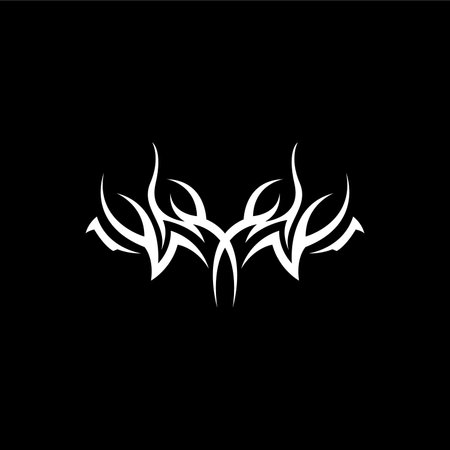 Contemporary tribal tattoo illustration with strong symmetry and dark contrast.のイラスト素材