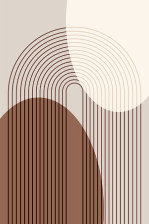 Abstract arch boho wall art decor. Flat boho wall art posterのイラスト素材