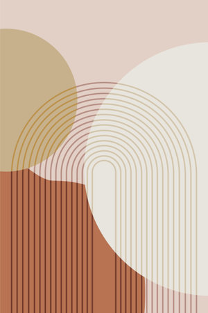 Abstract arch boho wall art decor. Flat boho wall art posterのイラスト素材