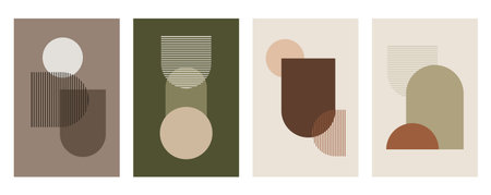 Mid Century Boho Wall Art. Boho Print Wall Decor. Geometric Wall Art Decorationのイラスト素材