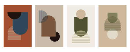 Mid Century Boho Wall Art. Boho Print Wall Decor. Geometric Wall Art Decorationのイラスト素材