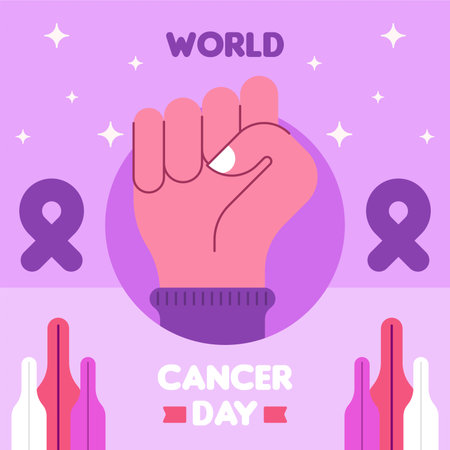 World Cancer Day Support and Awareness Illustration. World Cancer Day Awareness Illustration with Hand Gesturesのイラスト素材