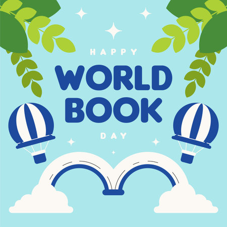 World book day background illustration. Social media promo template for world book day celebrationのイラスト素材