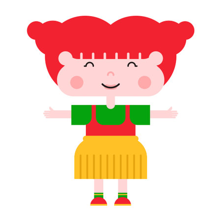 Cute Cartoon Girl Characters Illustrationのイラスト素材