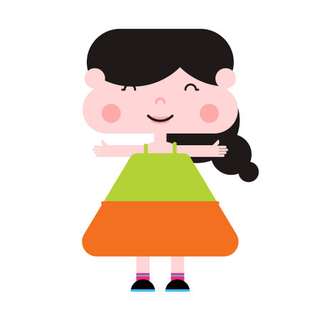 Cute Cartoon Girl Characters Illustrationのイラスト素材