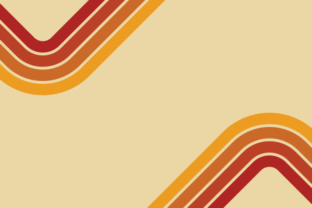 Retro abstract background with geometric curved and diagonal lines in warm vintage color palette. Suitable for posters, wallpapers, social media, branding, and creative design use.のイラスト素材