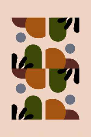 Modern Abstract Plant Forms in Minimalist Style. Mid Century Inspired Abstract Botanical...