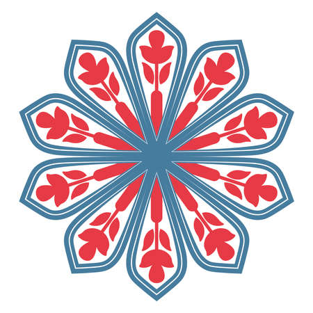 FLOWER MANDALA ORNAMENT WITH 2 COLORS BLUE PINK AND WHITEのイラスト素材