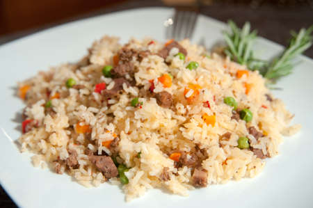 Rice pilaf with meat and vegetablesの写真素材