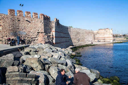 Fatih,Istanbul/Turkey - 04-01-2017:Sea side of Istanbul Byzantine walls in Samatya district