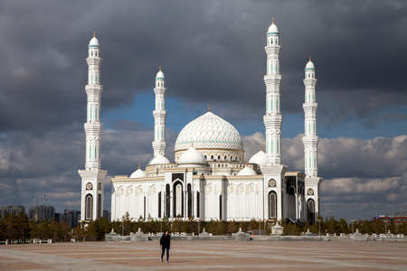 Nur Sultan,Kazakhstan- 04-28-2017: Outside view  The Hazrat Sultan Mosque in Astana capital of Kazakhstanのeditorial素材