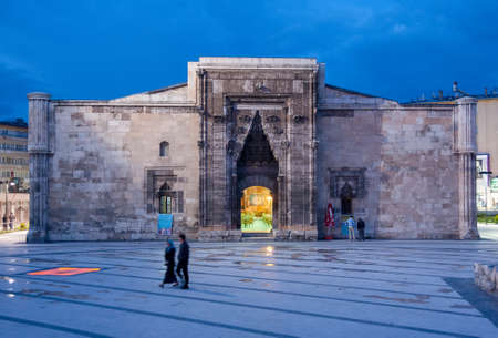 Sivas,Turkey - 27-05-2010 : Buruciye Madrasah by night at Sivas.のeditorial素材
