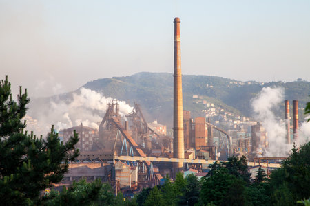 Eregli, Zonguldak / Turkey - 05/20/2013:A view from the production process at EreÄli Iron and Steel Factory.のeditorial素材