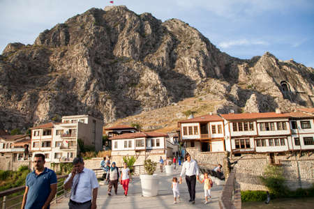 Amasya / Turkey - 09/28/2015: People are visiting the Yesilirmak River area for resting and sightseeing.のeditorial素材