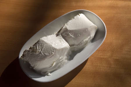 Traditional Turkish yogurt on the plateの写真素材