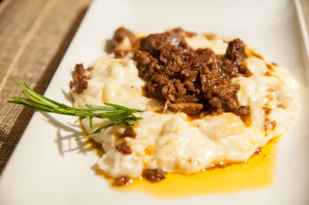 Traditional turkish food hunkar begendi (roasted lamb and eggplant)の写真素材