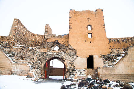 Kars,Turkey - 01-28-2016: Ani Ruins, Ani is a ruined and uninhabited medieval Armenian city-site situated in the Turkish province of Karsのeditorial素材