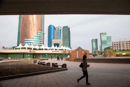 NUR SULTAN/KAZAKHSTAN - 4/29/2017 : Futuristic architectural structures and daily life in Astana(Nur Sultan) the capital of Kazakhstanのeditorial素材