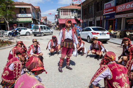 Manisa,Turkey - 04-24-2016:Dance group (efe) show on the street in Manisa Kula districtのeditorial素材