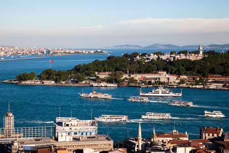 Beyoglu,Istanbul - 06-13-2017:Topkapi Palace and old Istanbul view from Galata Towerのeditorial素材