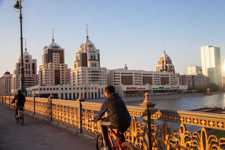 Nur Sultan,Kazakhstan - 05-04-2017:View of the Sary-Arka bridge over the Ishim Riverのeditorial素材