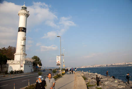 Istanbul,Turkey - 10-27-2017: View of Ahirkapi Lighthouse in Istanbul, Turkey. The Ahirkap Lighthouse, a historical lighthouse still in use.のeditorial素材