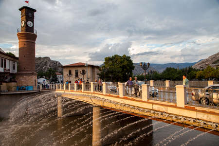 Amasya,Turkey - 10-03-2015:Historical clock tower in Amasya cityのeditorial素材