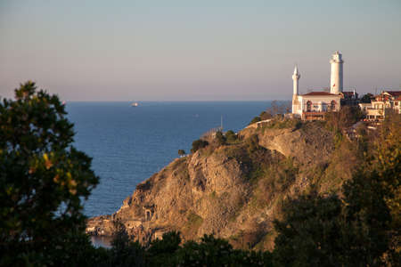 Beykoz,Istanbul,Turkey Black sea view with Anatolian fortress lighthouseのeditorial素材