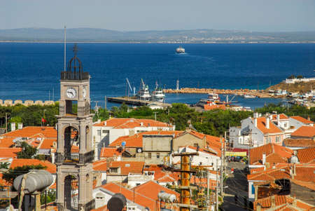 Bozcaada view, old church bell tower