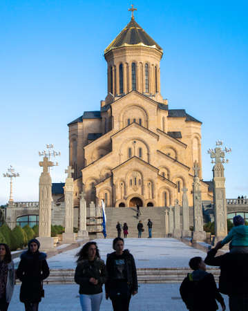 Tbilisi,Georgia - 11-03-2016:Holy Trinity Cathedral view, Tbilisi, Georgia